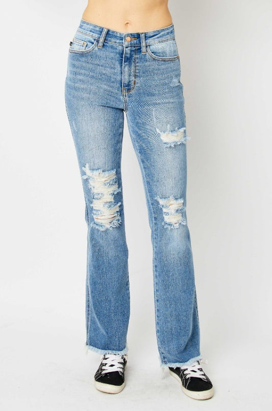 Judy Blue Destroyed Hem bootcut jeans