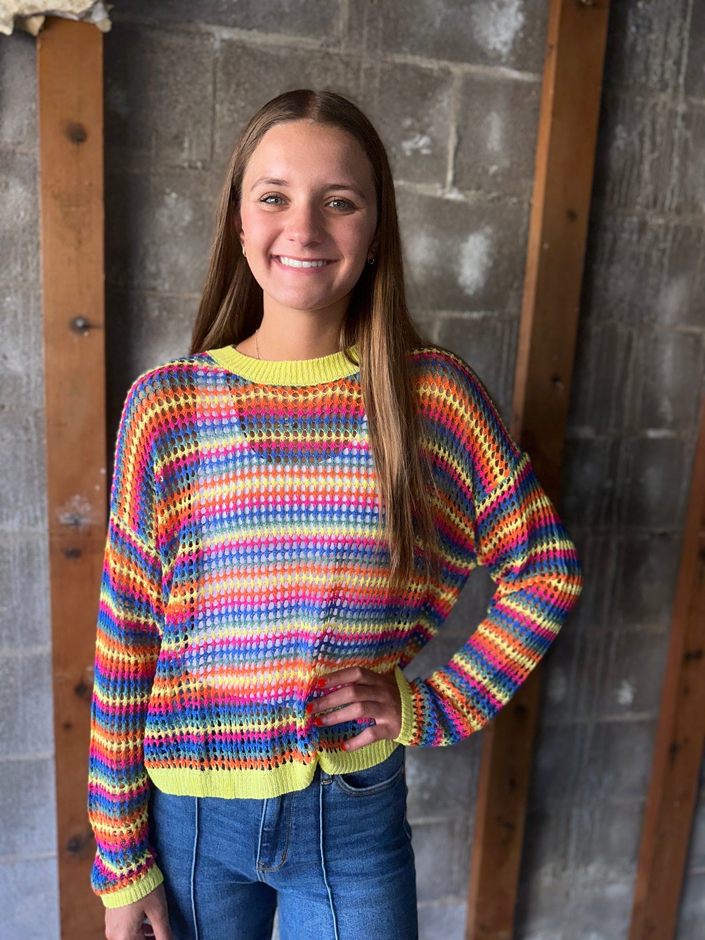 The Jenn Multi Color Lightweight Sweater Top