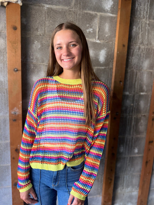 The Jenn Multi Color Lightweight Sweater Top