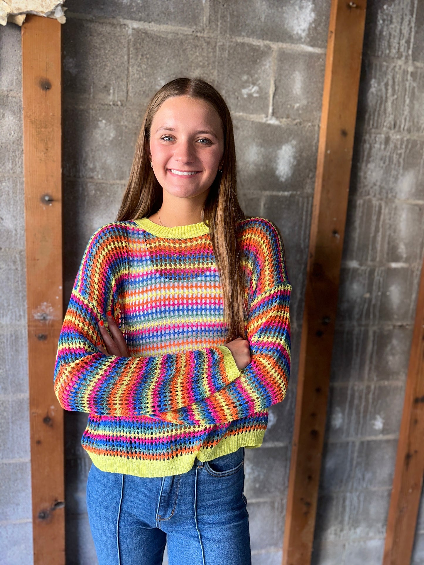 The Jenn Multi Color Lightweight Sweater Top