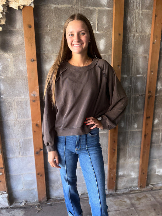 Be Kind to Everyone brown mineral wash sweatshirt