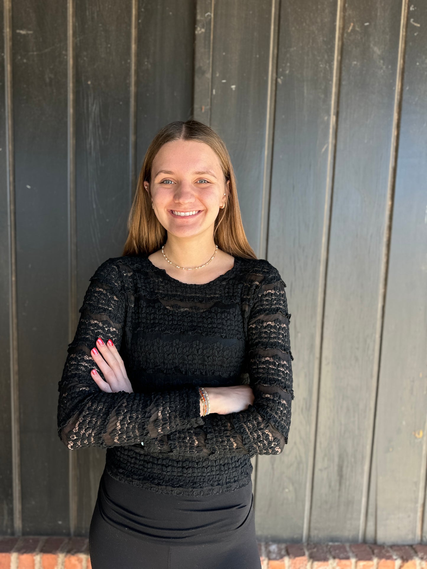 Black Ruffles Detail Flower Lace Top