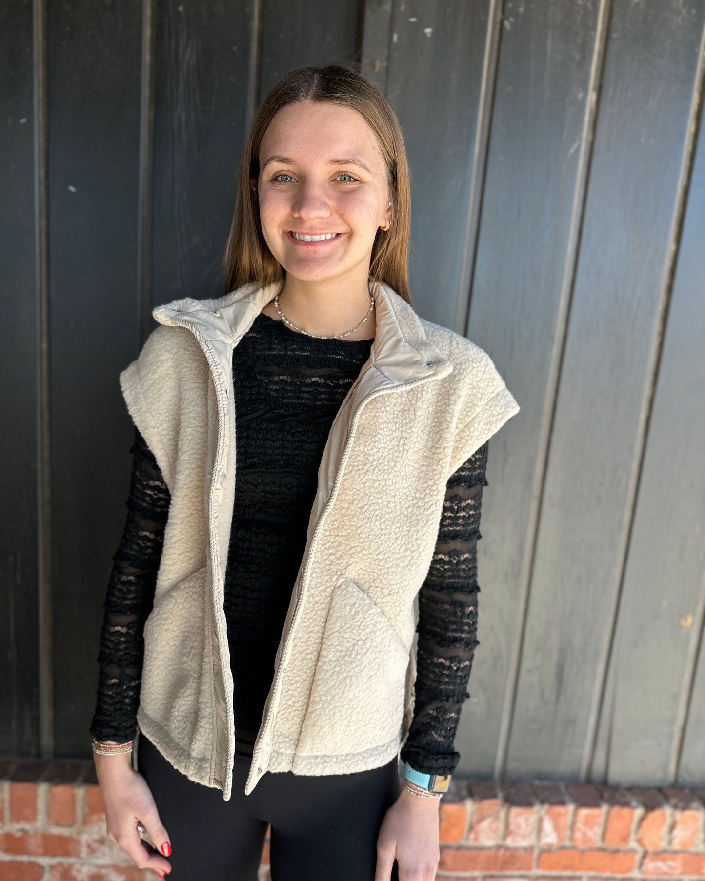 Fleece Button Vest Jacket