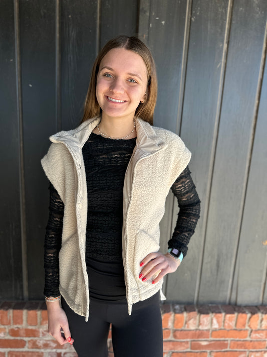 Fleece Button Vest Jacket