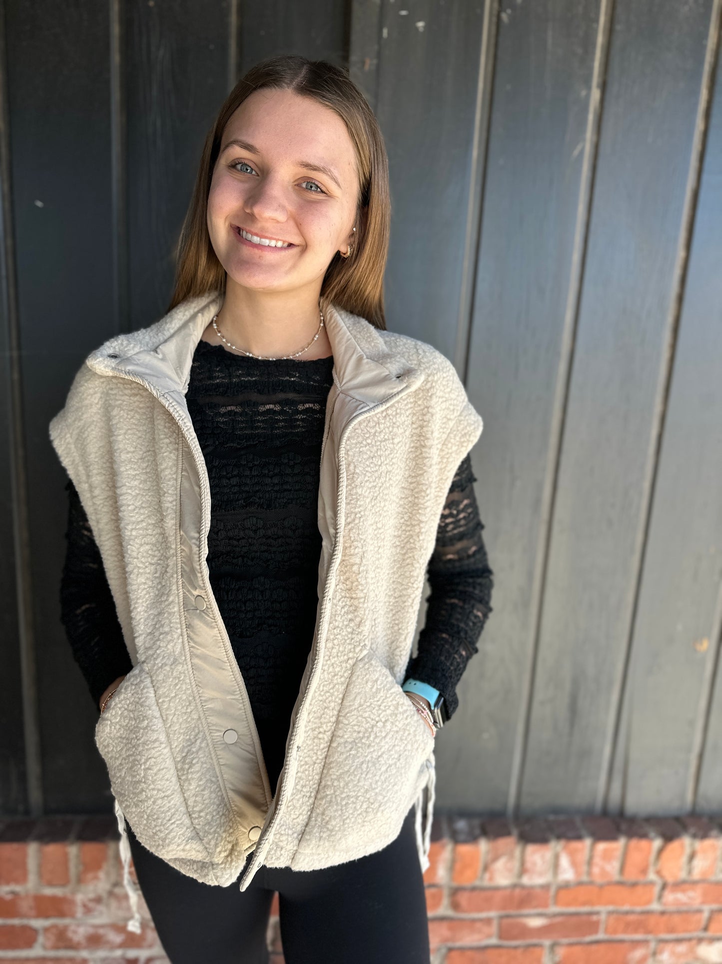 Fleece Button Vest Jacket