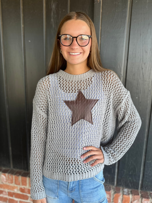 Star Crochet long sleeve sweater