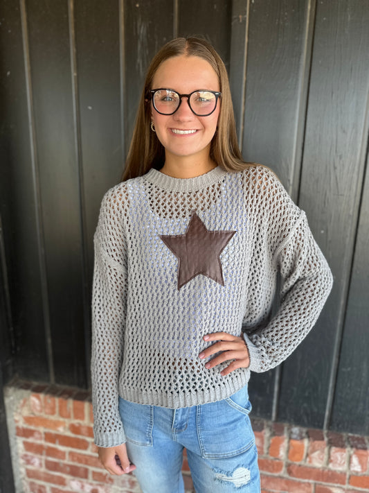 Star Crochet long sleeve sweater