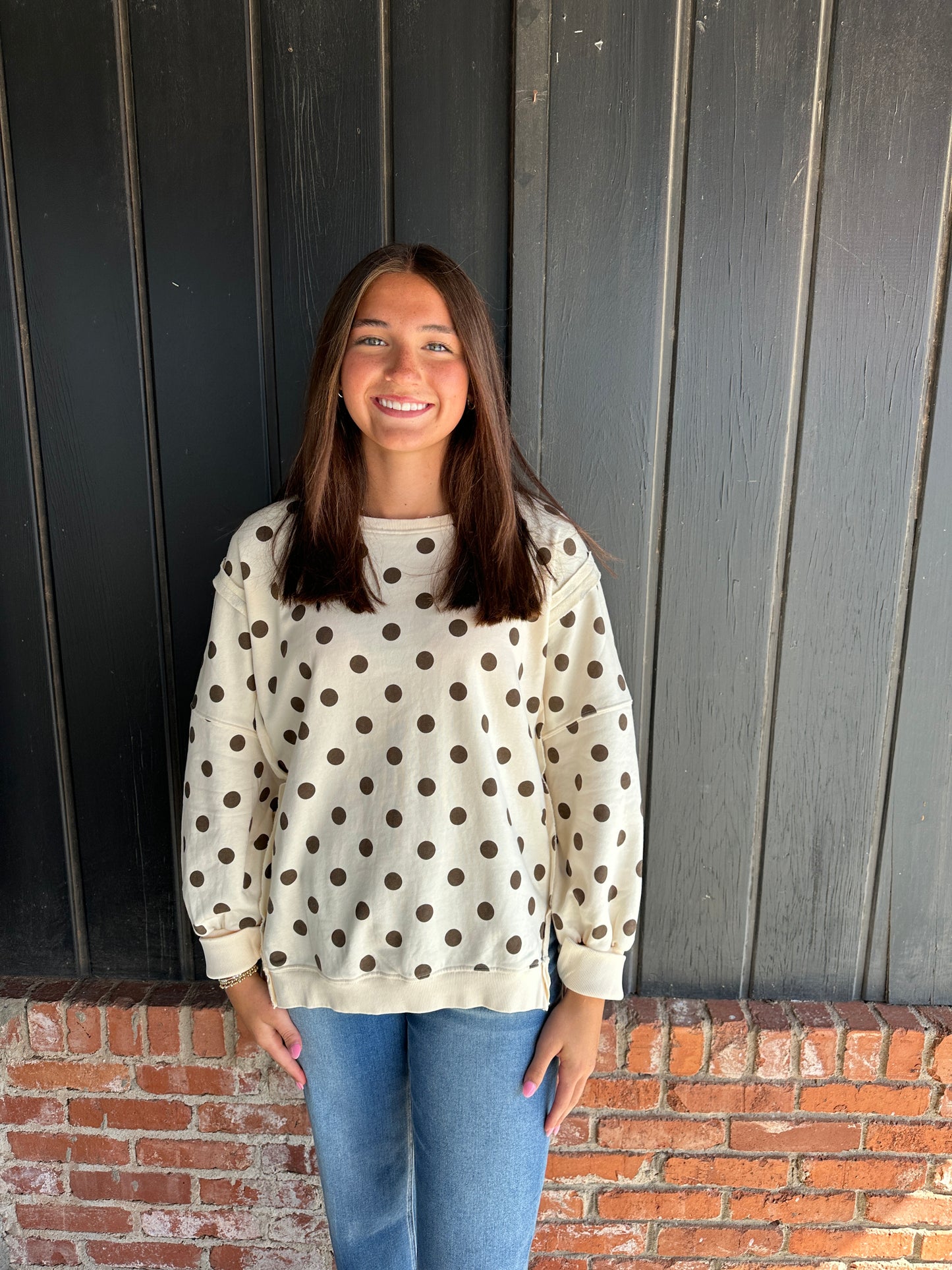 Oatmeal Polka Dot Sweatshirt