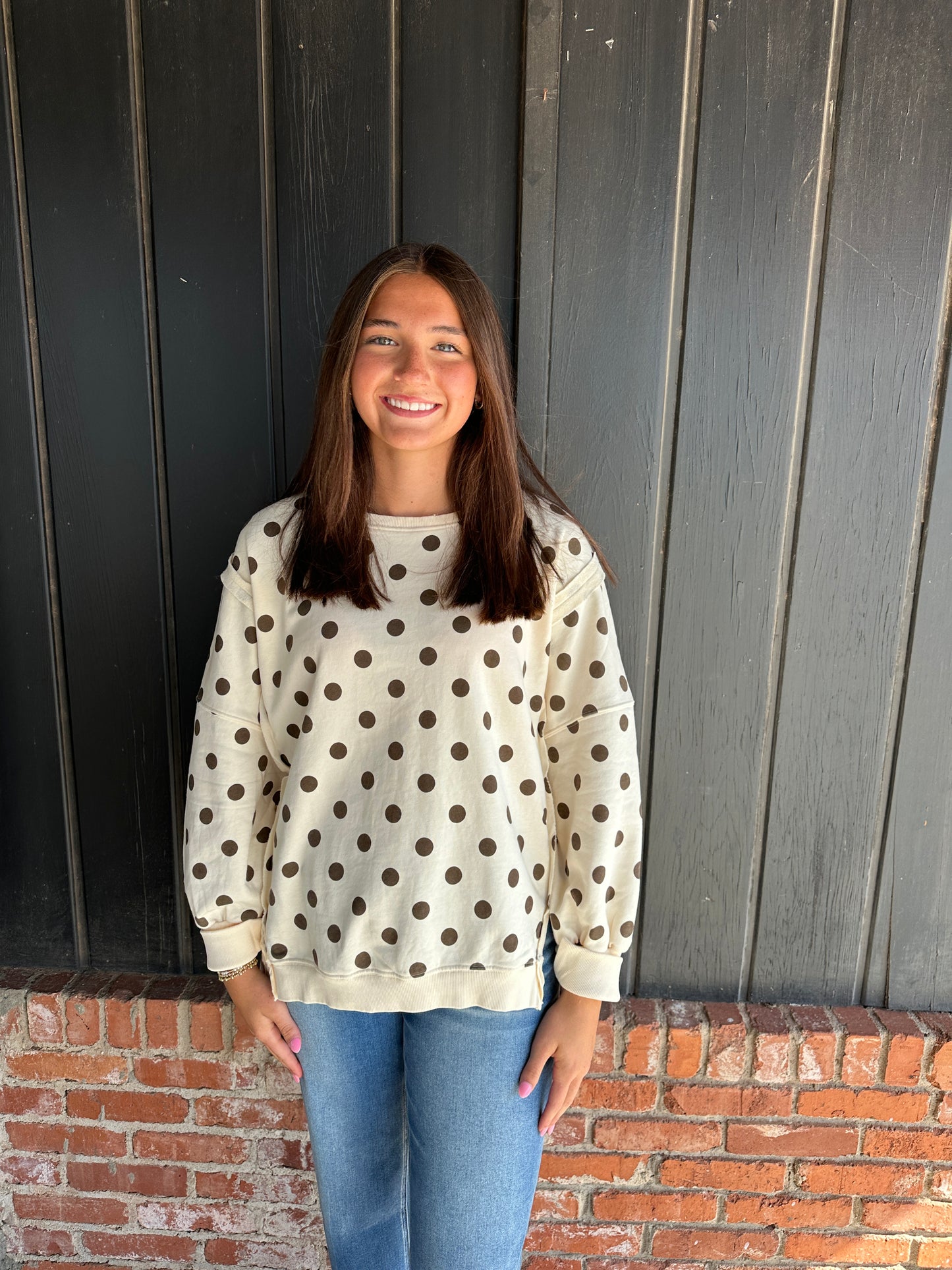 Oatmeal Polka Dot Sweatshirt