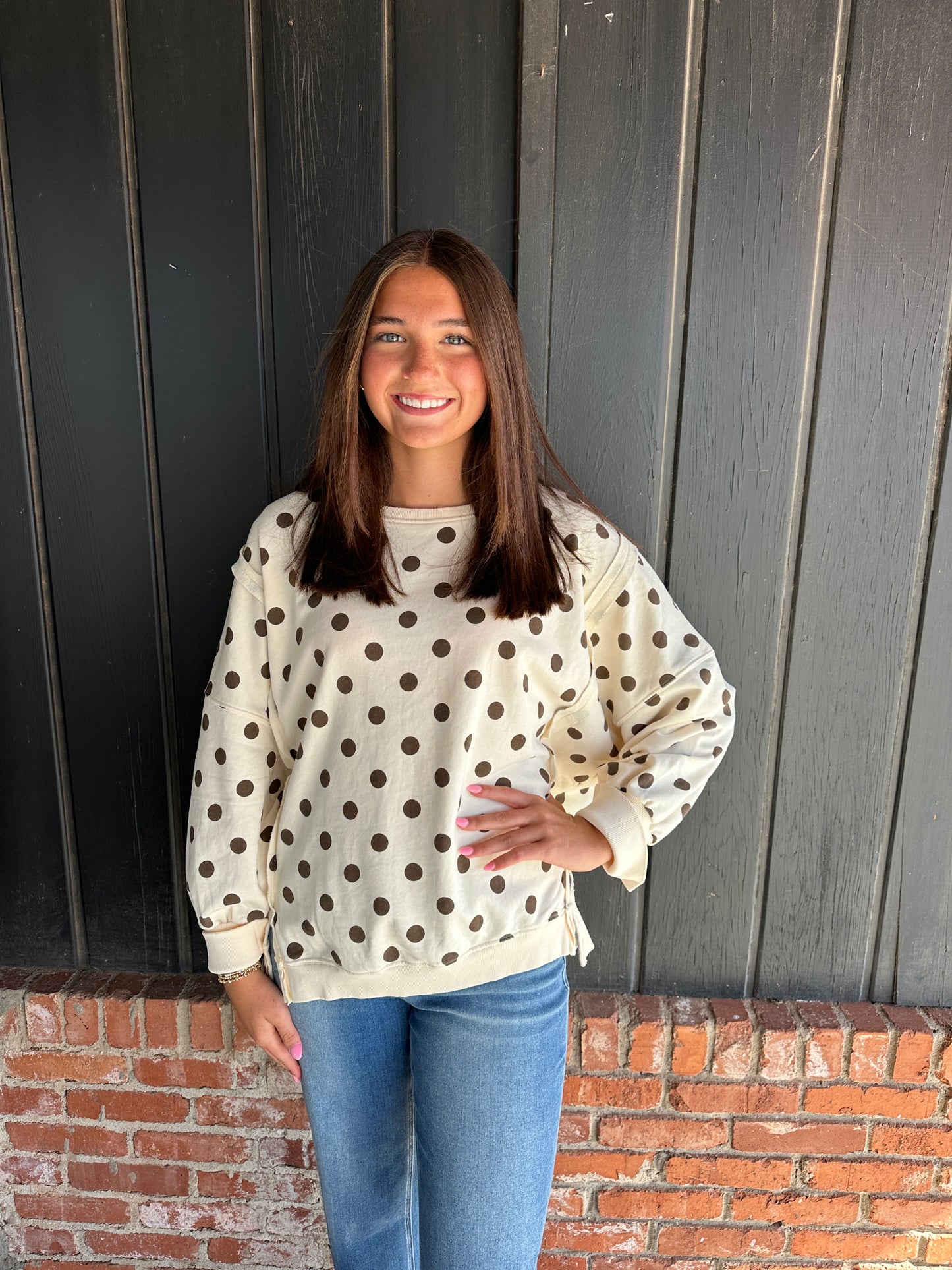 Oatmeal Polka Dot Sweatshirt