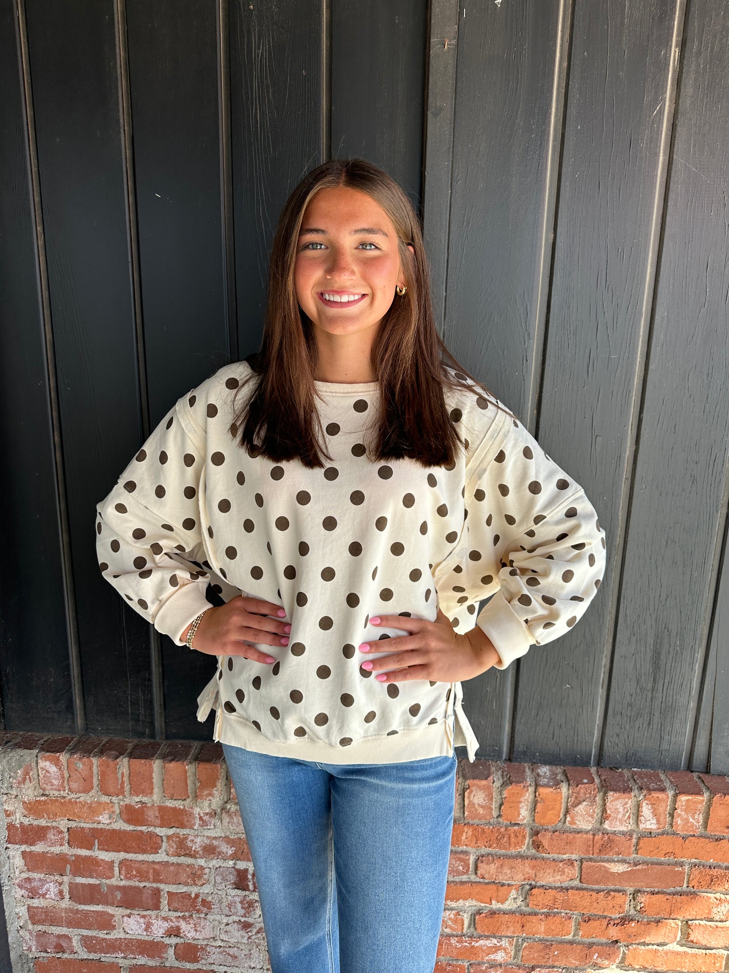 Oatmeal Polka Dot Sweatshirt
