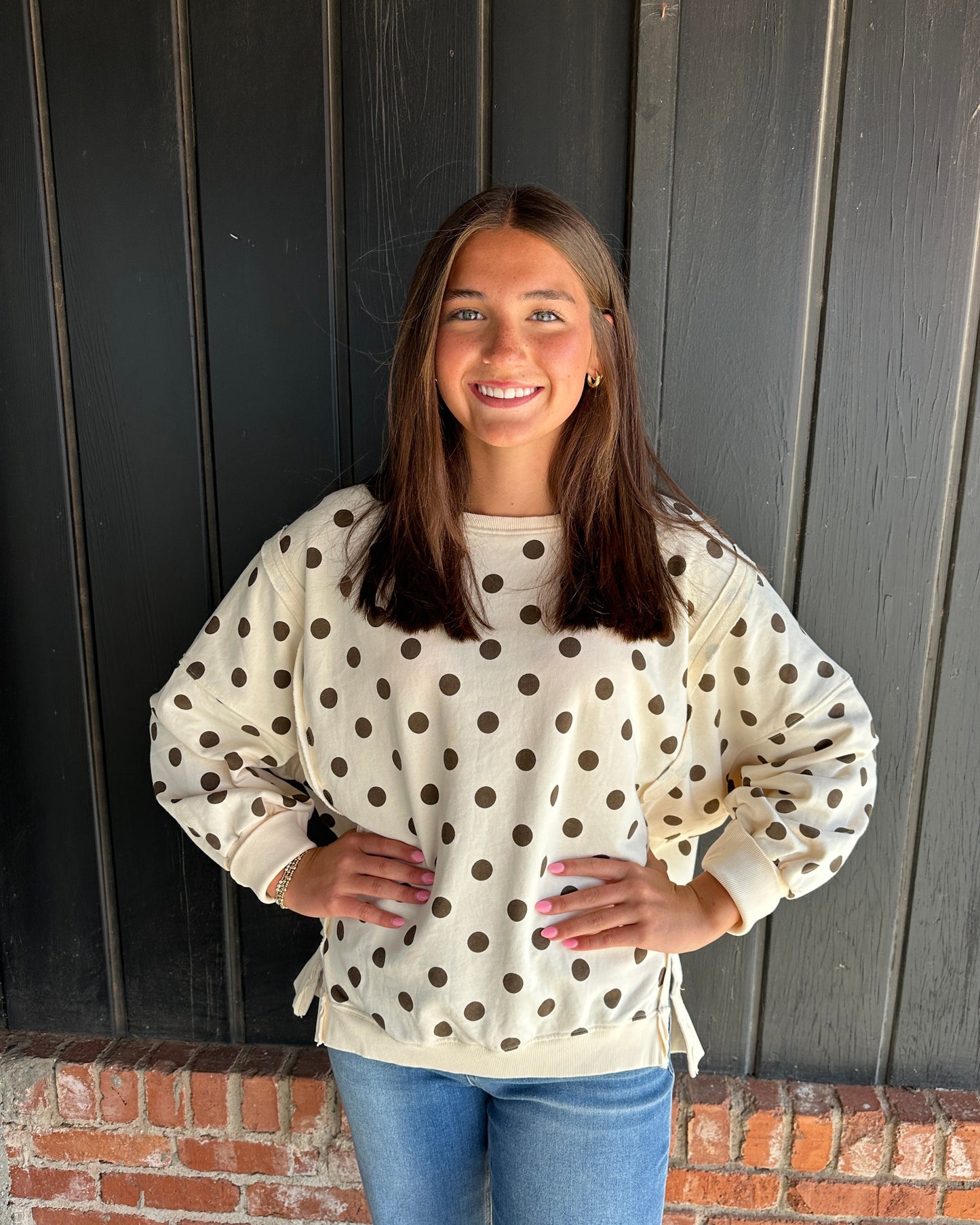 Oatmeal Polka Dot Sweatshirt