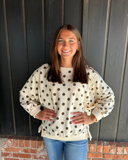 Oatmeal Polka Dot Sweatshirt