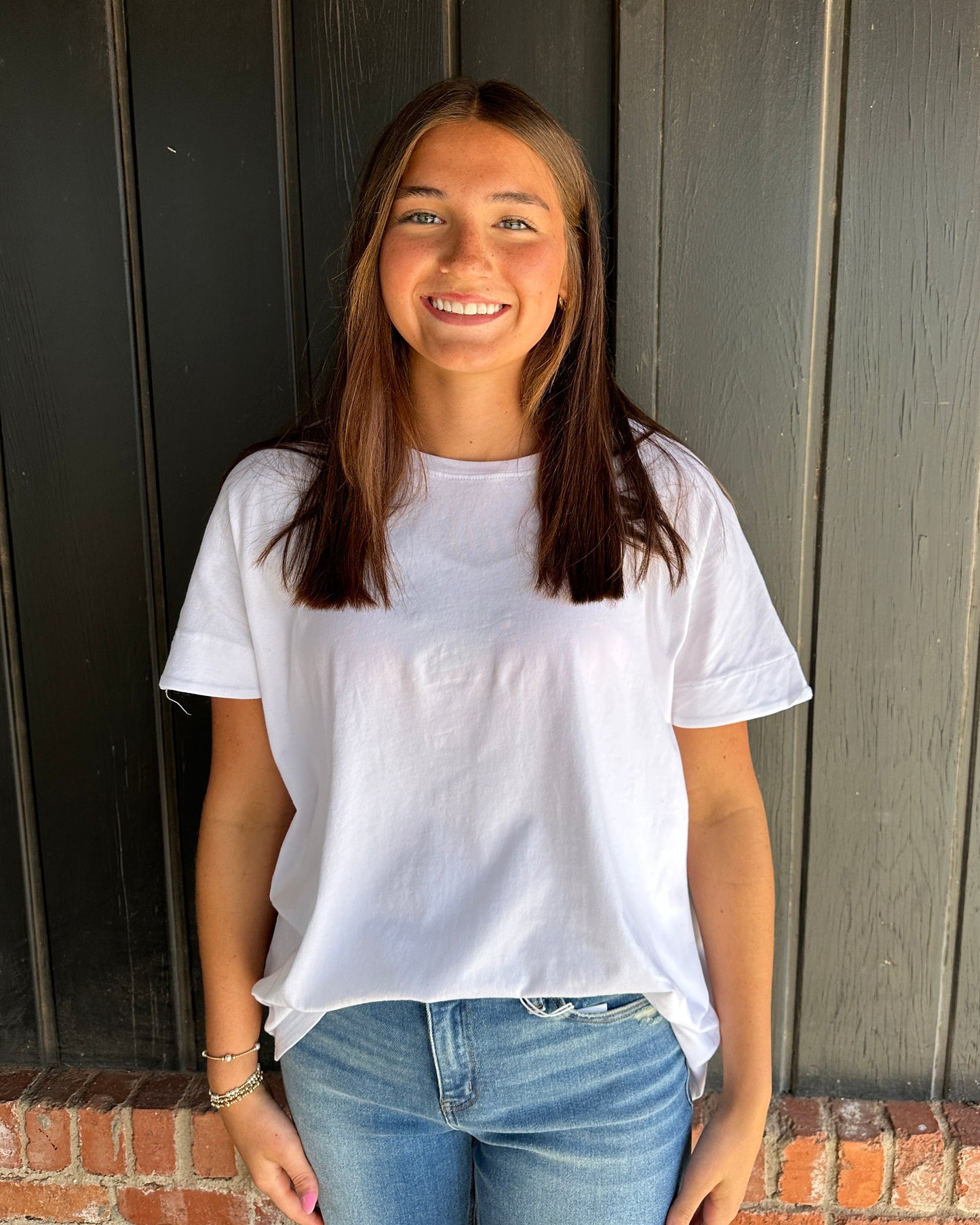 White Shoreline Pima Cotton Slouchy Tee