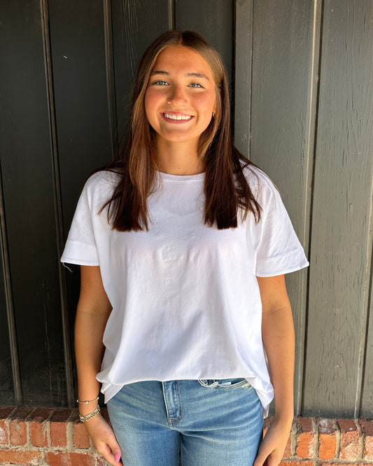 White Shoreline Pima Cotton Slouchy Tee