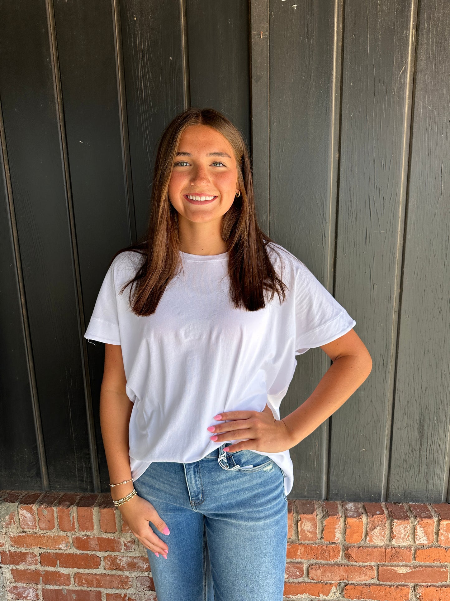 White Shoreline Pima Cotton Slouchy Tee