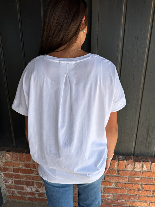White Shoreline Pima Cotton Slouchy Tee