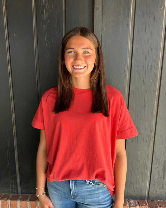 Blushed Brick Pima Cotton Sunfade Drape Tee