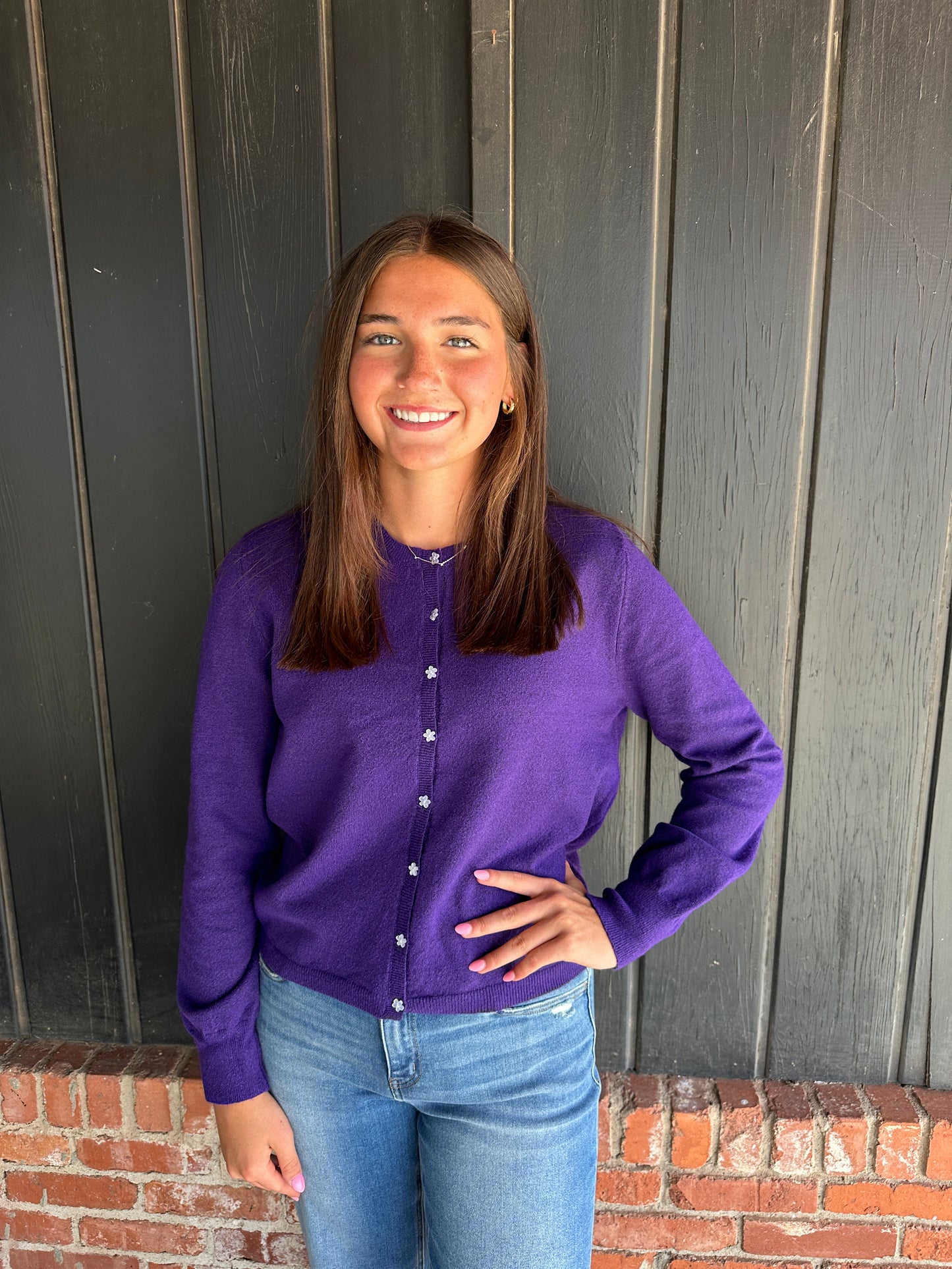 Eggplant button down cardigan