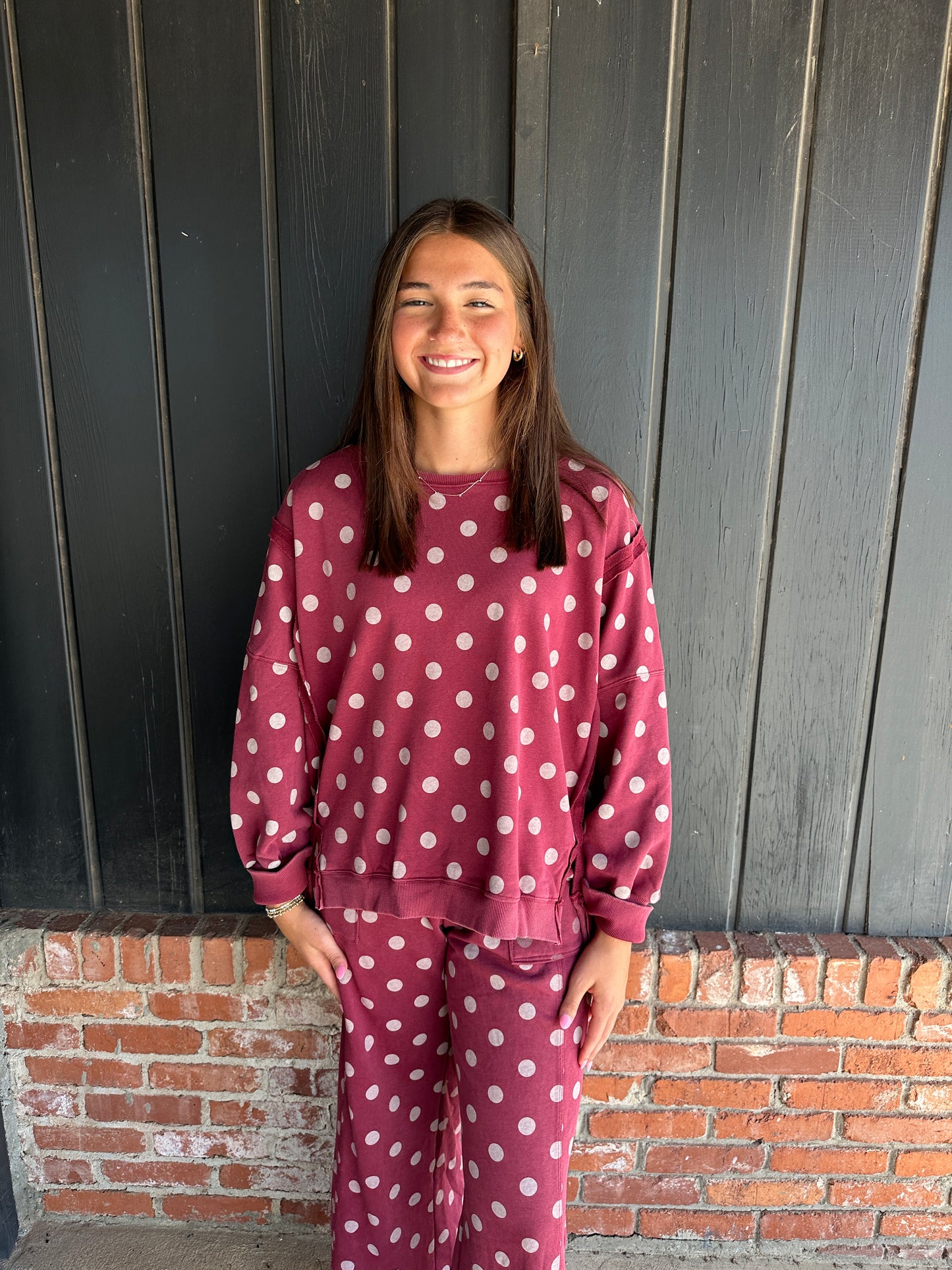 Wine Polka Dot Sweatshirt
