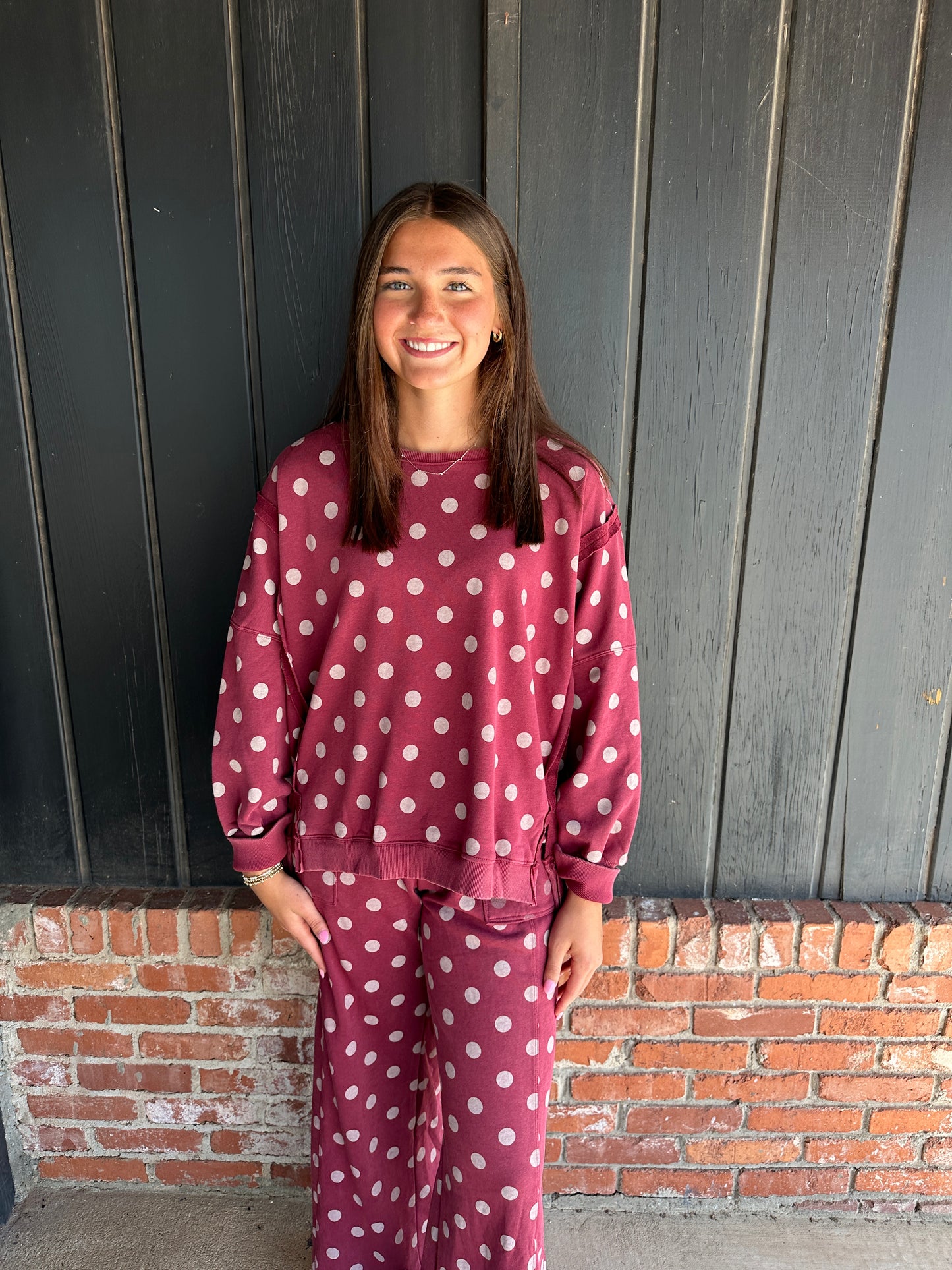 Wine Polka Dot Sweatshirt
