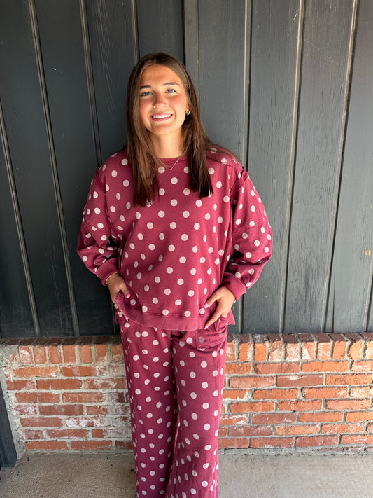 Wine Polka Dot Sweatshirt