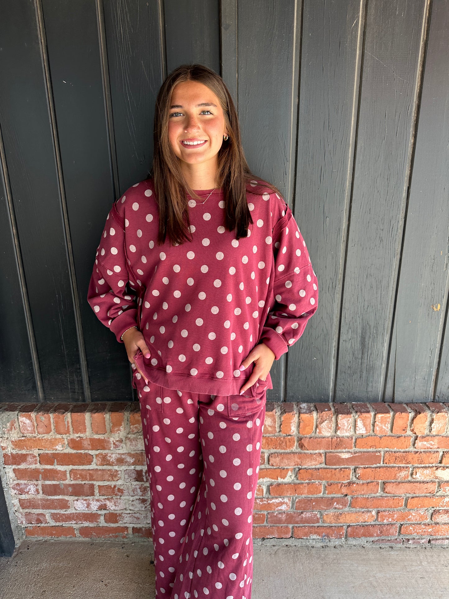 Wine Polka Dot Sweatshirt