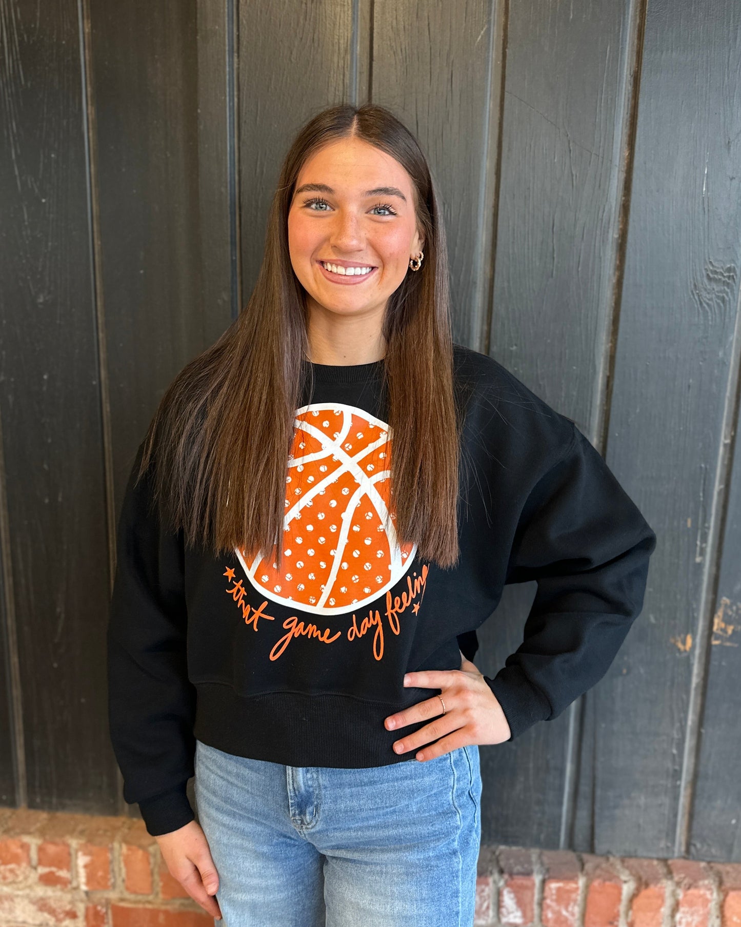 Basketball Game Day Feeling Crop Sweatshirt
