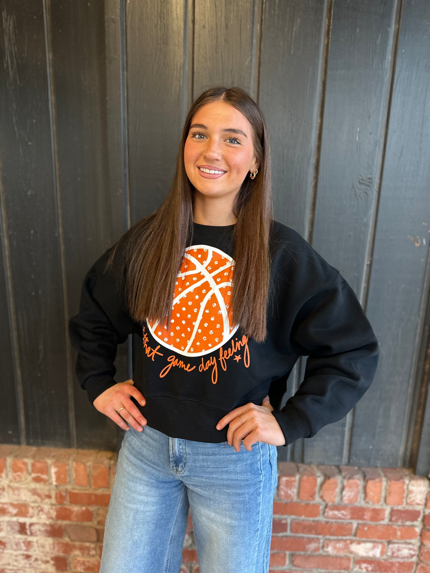 Basketball Game Day Feeling Crop Sweatshirt