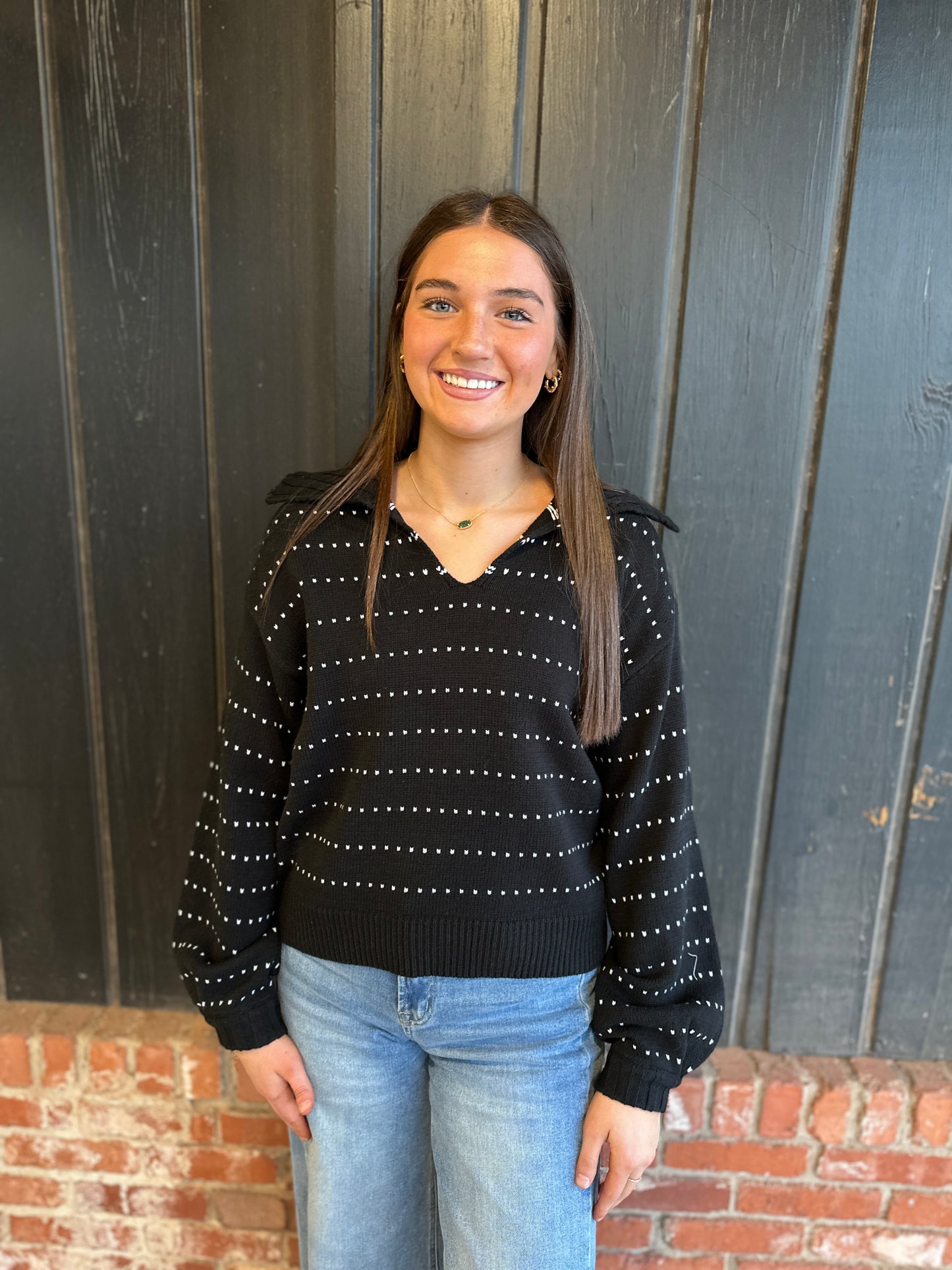 Dot Knit Pullover Sweater