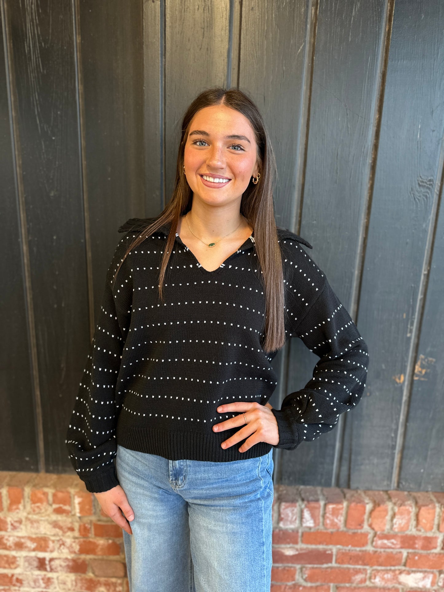 Dot Knit Pullover Sweater