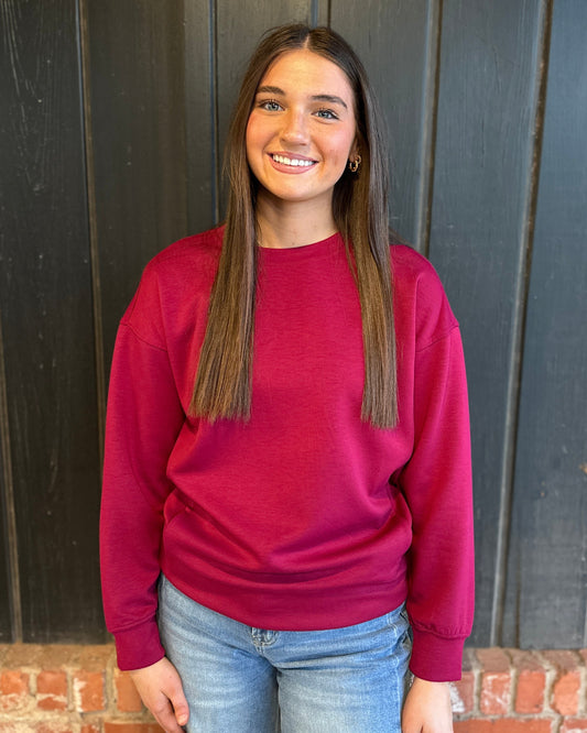Cabernet Soft Scuba Round Neck Sweatshirt