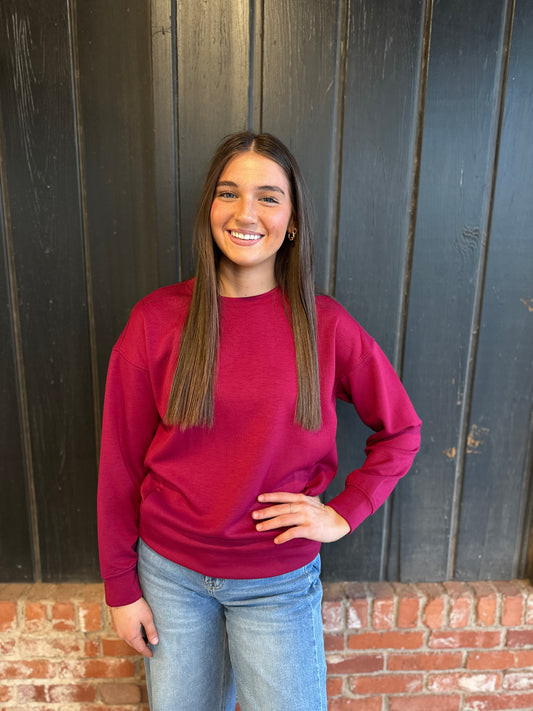 Cabernet Soft Scuba Round Neck Sweatshirt
