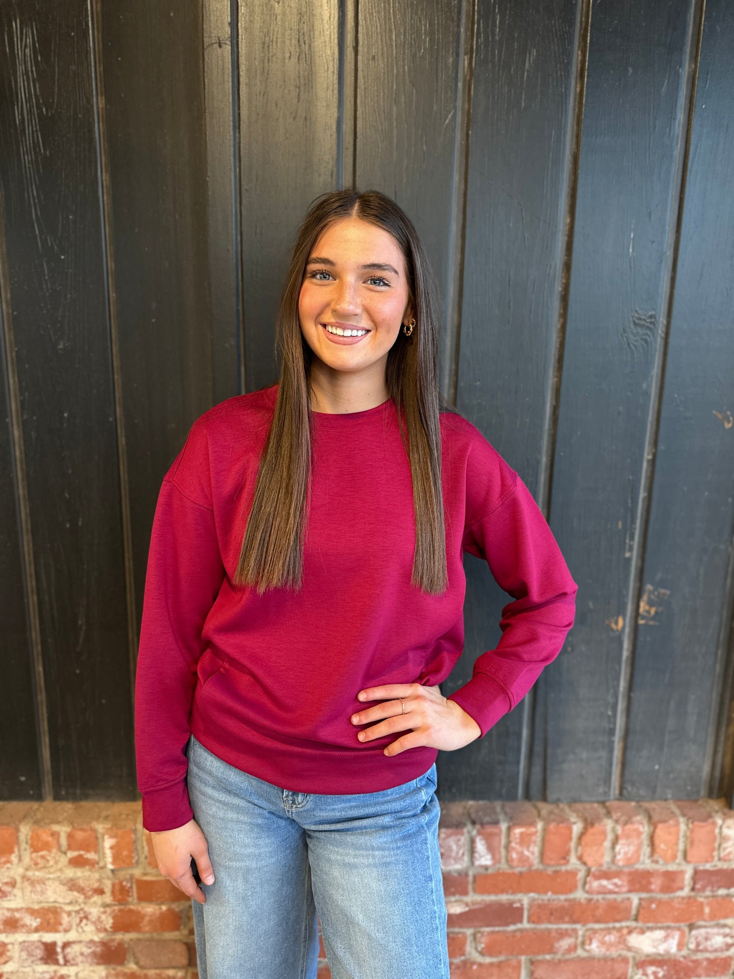 Cabernet Soft Scuba Round Neck Sweatshirt