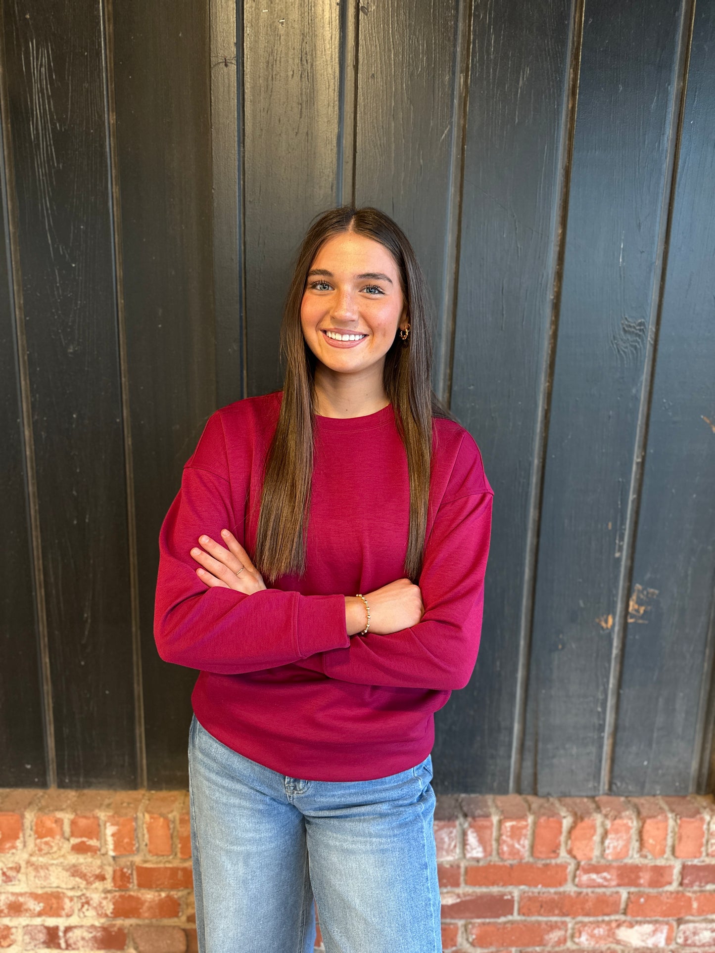 Cabernet Soft Scuba Round Neck Sweatshirt