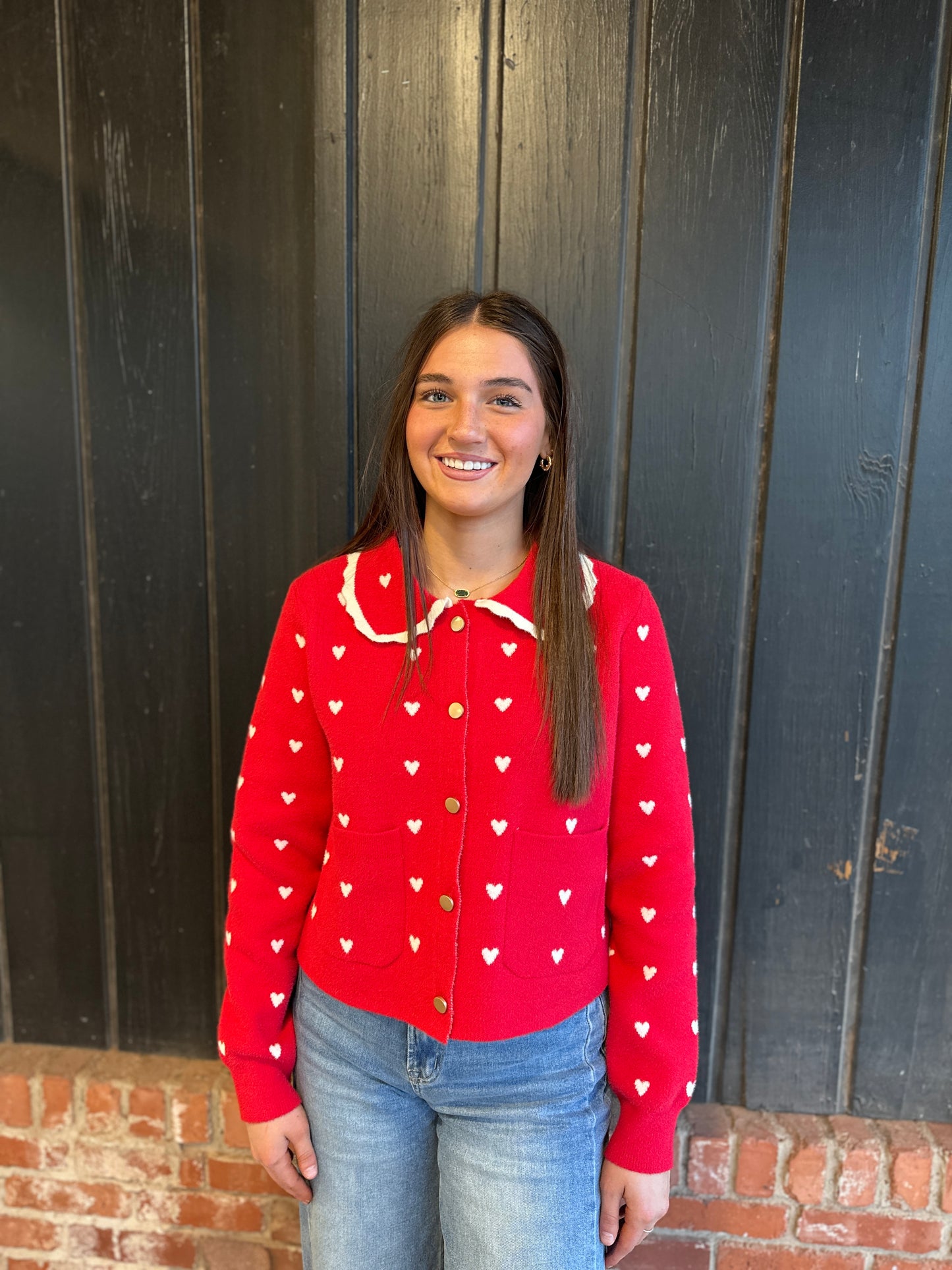 Heart Pointelle Peter Pan Cardigan