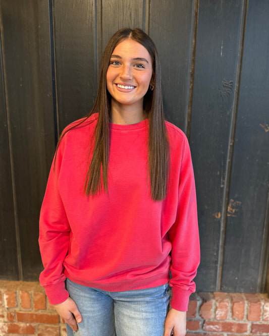 Red Terry Pigment Pullover