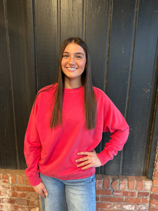 Red Terry Pigment Pullover