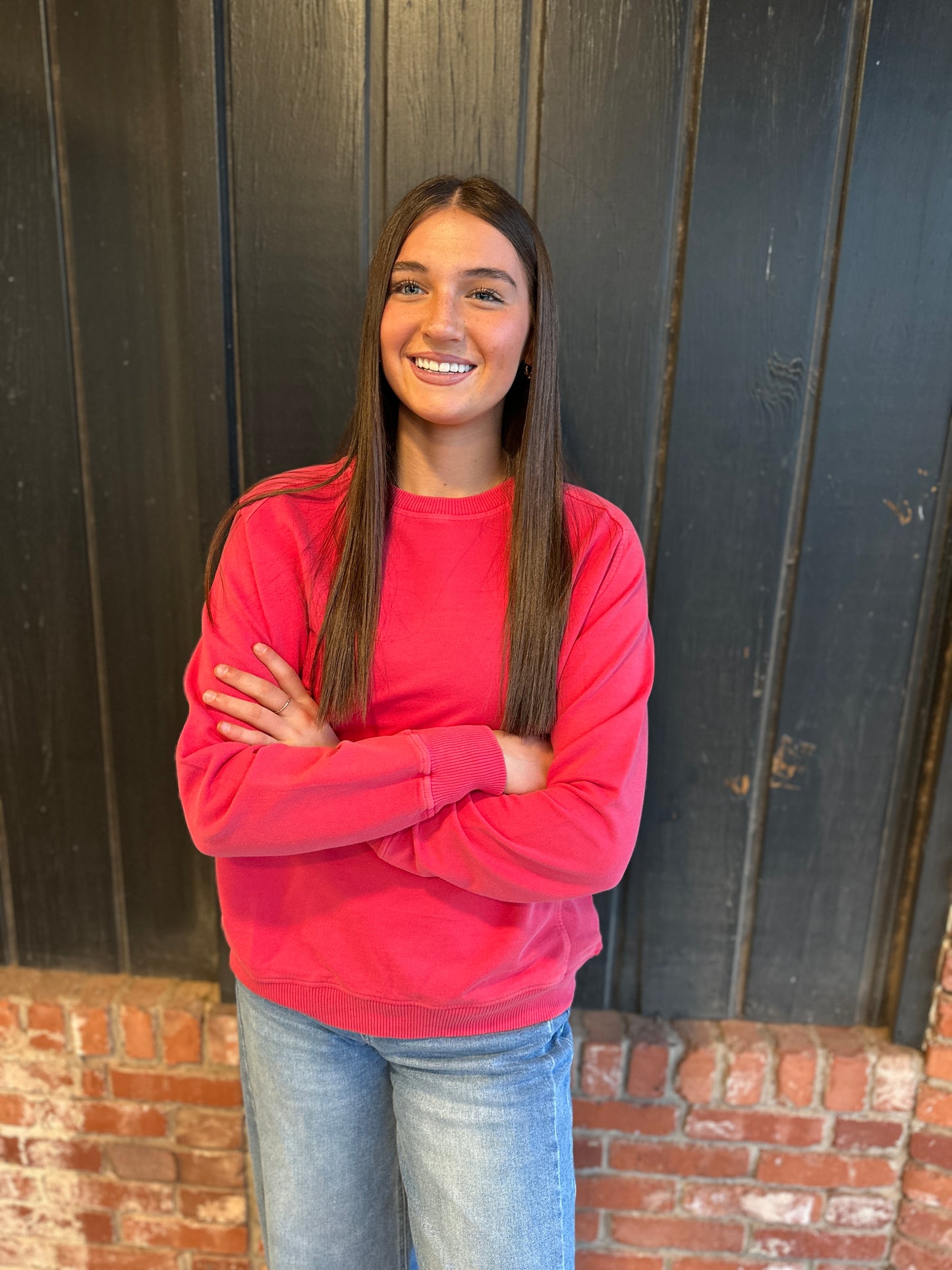 Red Terry Pigment Pullover