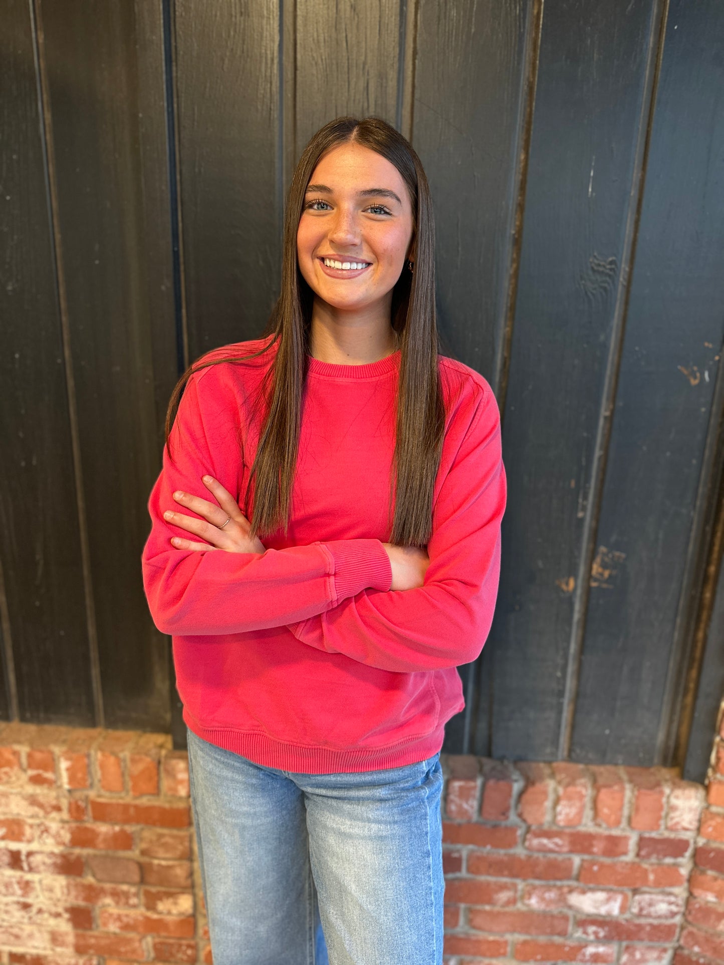 Red Terry Pigment Pullover