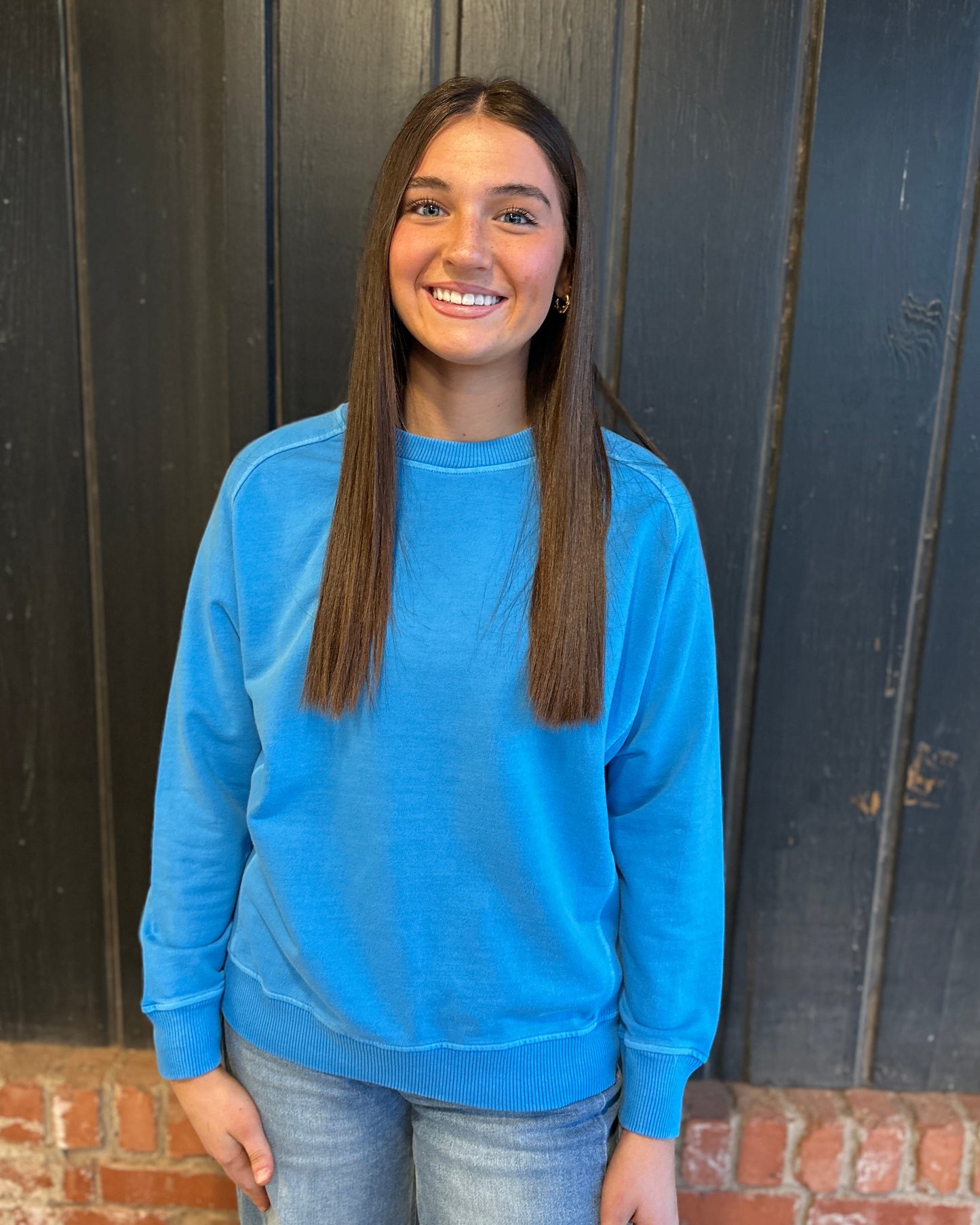 Ocean Blue Terry Pigment Pullover