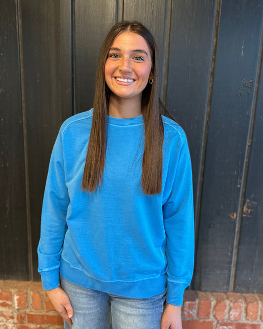 Ocean Blue Terry Pigment Pullover