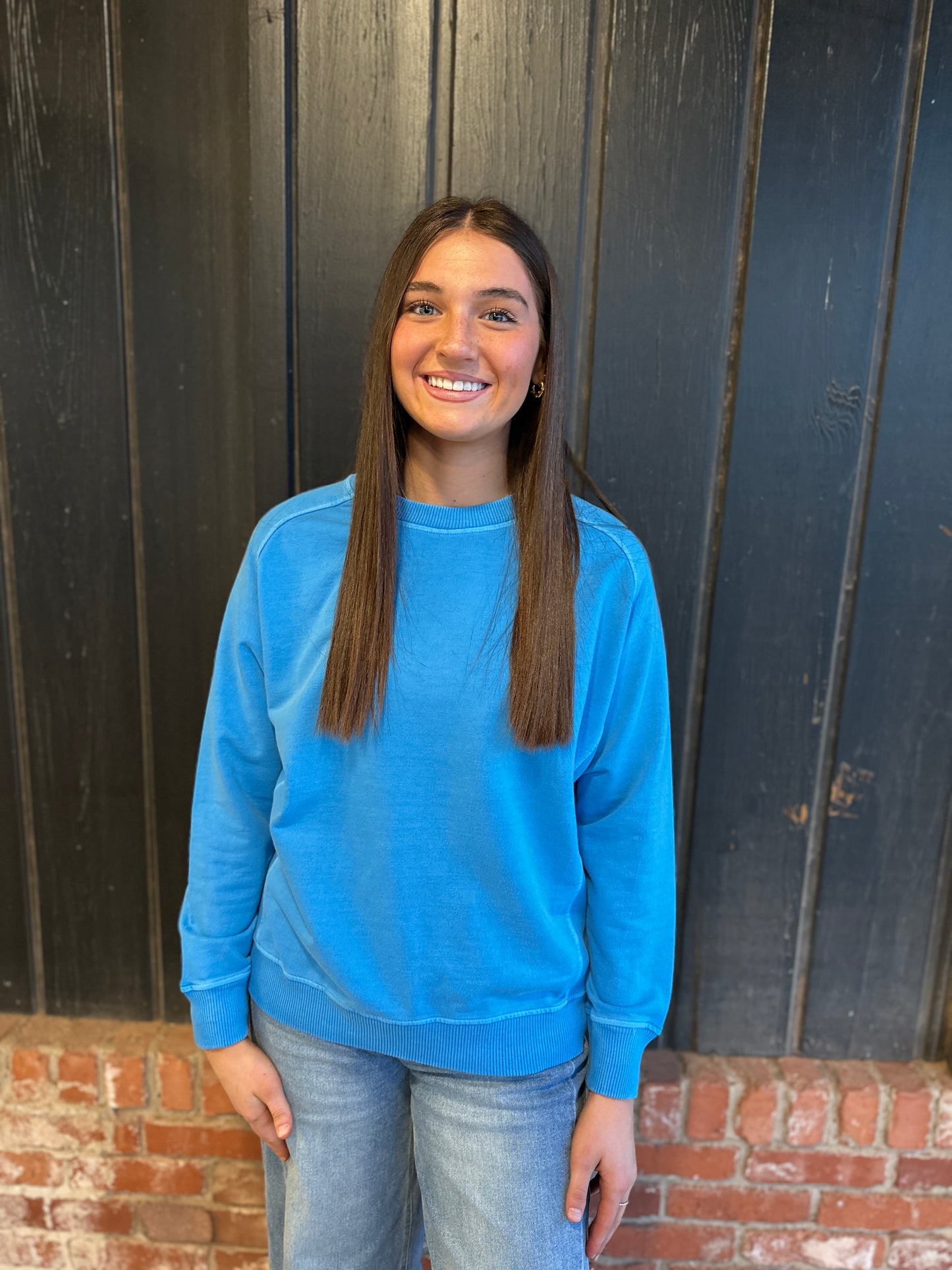 Ocean Blue Terry Pigment Pullover