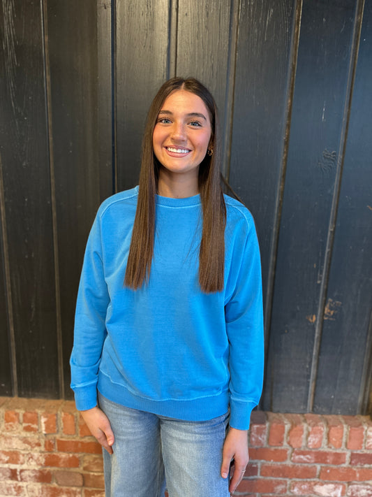 Ocean Blue Terry Pigment Pullover