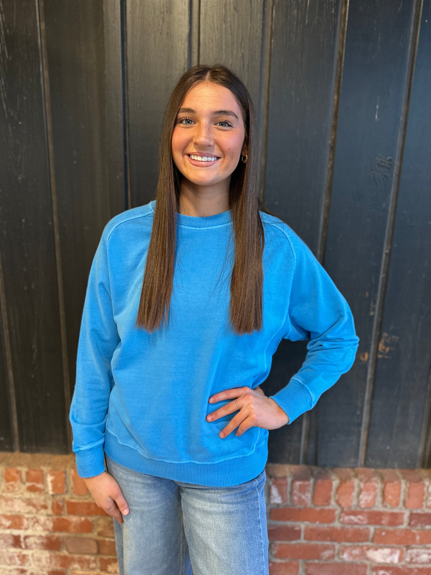 Ocean Blue Terry Pigment Pullover