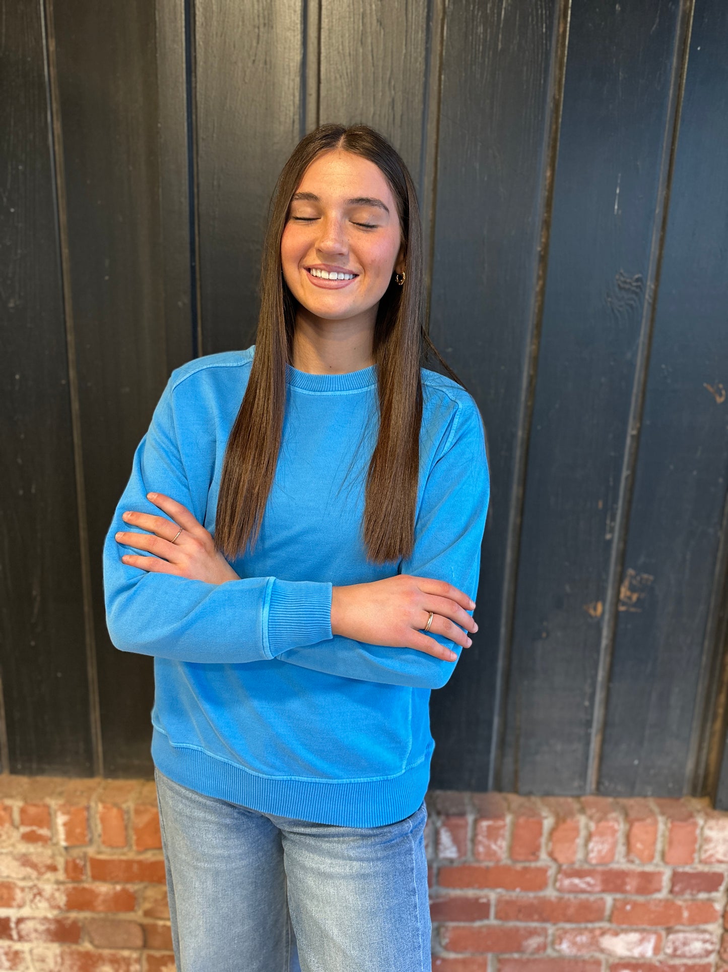 Ocean Blue Terry Pigment Pullover