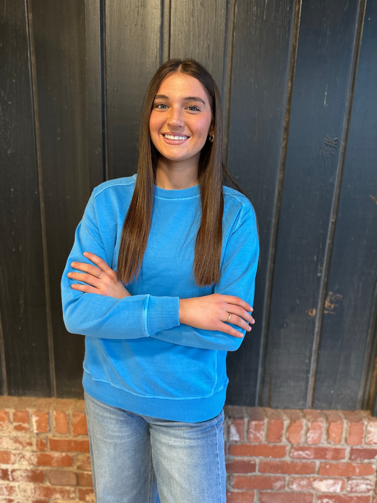 Ocean Blue Terry Pigment Pullover