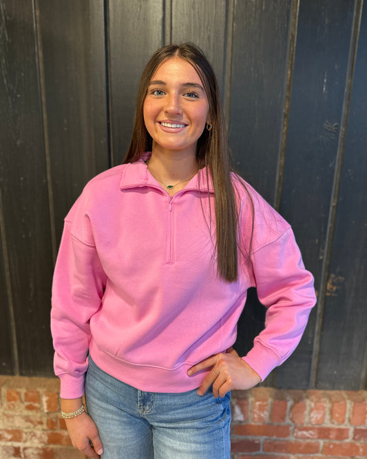Pink Half Half zip sweatshirt