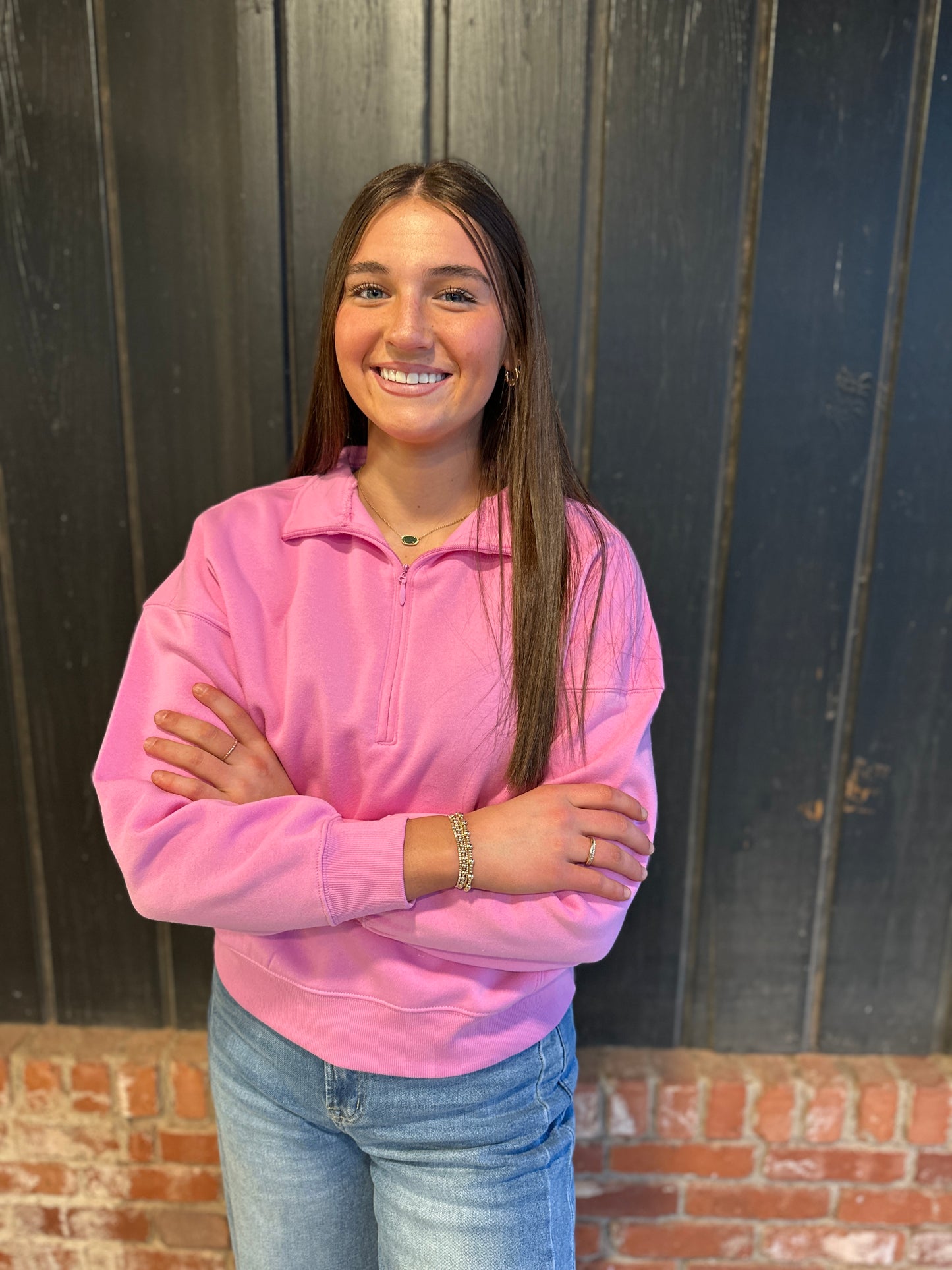 Pink Half Half zip sweatshirt