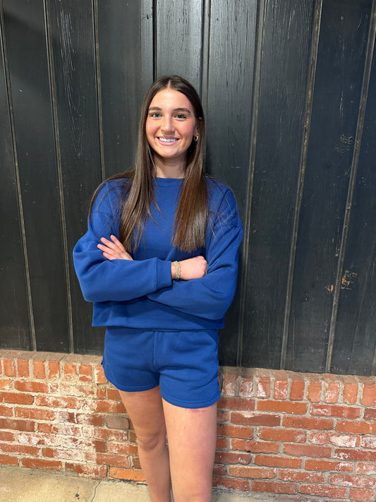 Light Navy Pullover & Short Set